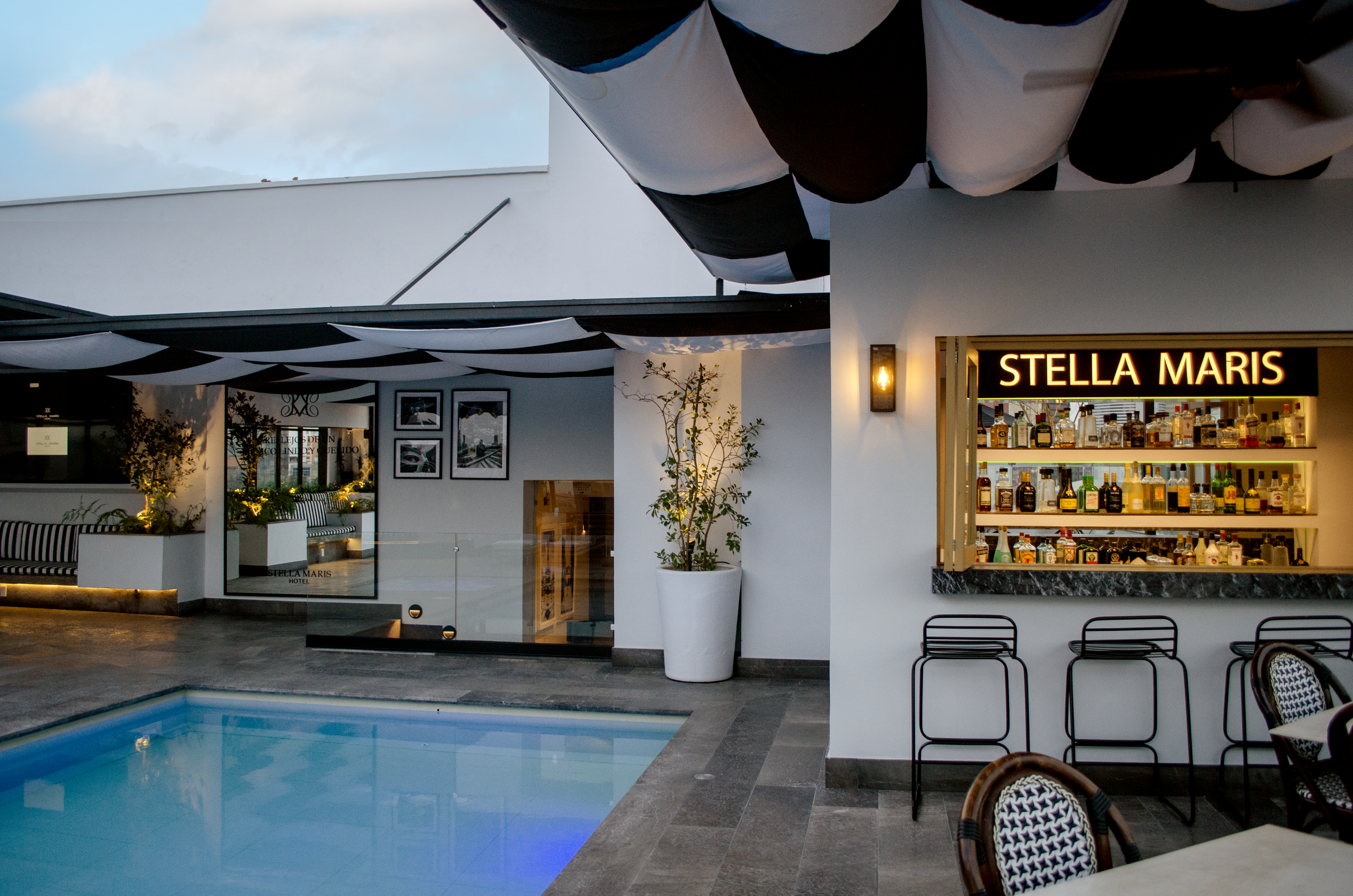 Bar y alberca en el rooftop